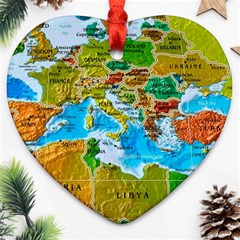 World Map Heart Ornament (two Sides) by Ket1n9