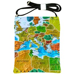 World Map Shoulder Sling Bag by Ket1n9