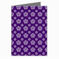 White Pentacle And Purple Pattern Greeting Card by cheekywitch