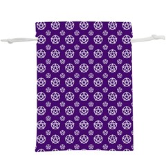 White Pentacle And Purple Pattern Lightweight Drawstring Pouch (xl) by cheekywitch