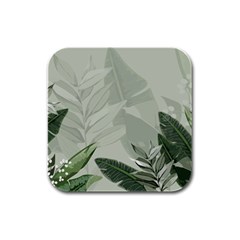 Banana Leaf Plant Pattern Rubber Square Coaster (4 Pack) by anzea