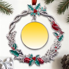 Gradient  Green, Yellow Metal X mas Wreath Holly Leaf Ornament by 2607694c