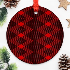 Pattern Black Red Round Ornament (two Sides) by 2607694c