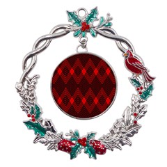 Pattern Red Black, Metal X mas Wreath Holly Leaf Ornament by 2607694c