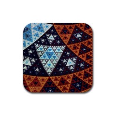 Fractal Triangle Geometric Abstract Pattern Rubber Coaster (square) by Cemarart