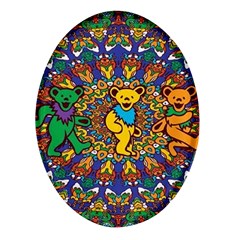 Dead Dancing Bears Grateful Dead Pattern Oval Glass Fridge Magnet (4 Pack) by Grandong