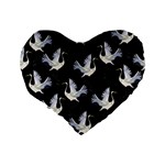 Crane Pattern Standard 16  Premium Flano Heart Shape Cushions Back