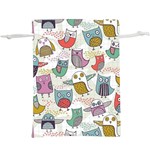 Owl Animal Bird Pattern Lightweight Drawstring Pouch (XL) Front