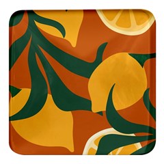 Lemon Citrus Fruit Summer Painting Drawing Square Glass Fridge Magnet (4 Pack) by Grandong