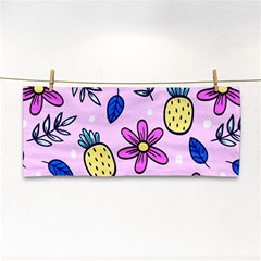 Flowers Petals Pineapples Fruit Hand Towel by Paksenen