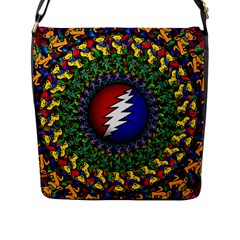 Grateful Dead Bear Pattern Flap Closure Messenger Bag (l) by Maspions