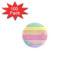 Pastel, Butterfly, Spring, Stripes, 1  Mini Magnets (100 Pack)  by kyorashop23