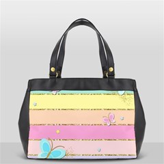 Pastel, Butterfly, Spring, Stripes, Oversize Office Handbag by kyorashop23