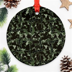 Hunting Motif Camouflage Pattern Print Bk Round Ornament (two Sides) by dflcprintsclothing