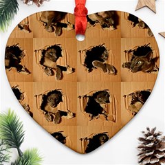 Carton, Brown Heart Ornament (two Sides) by kyorashop23