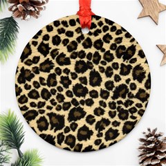 Jaguar Skin Texture, Jaguar Wool Texture, Yellow Ornament (round) by kyorashop23