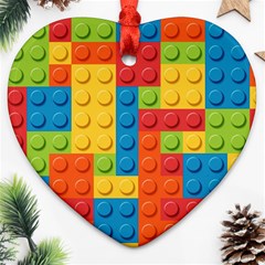 Lego Bricks, Colorful Dots Background Ornament (heart) by kyorashop23