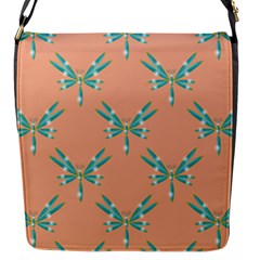 Turquoise Dragonfly Insect Paper Flap Closure Messenger Bag (s) by anzea