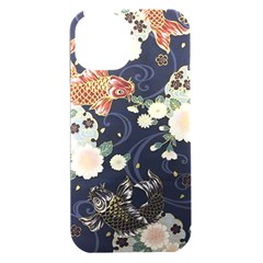 Japanese Wave Koi Illustration Pattern Iphone 15 Plus Black Uv Print Pc Hardshell Case