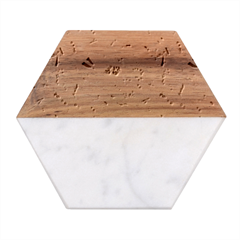 New Year Christmas Winter Pattern Marble Wood Coaster (hexagon)  by Apen