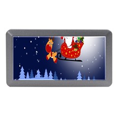 Deer Santa Claus Flying Trees Moon Night Merry Christmas Memory Card Reader (mini) by anzea