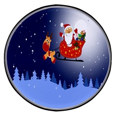 Deer Santa Claus Flying Trees Moon Night Merry Christmas Wireless Fast Charger(black) by anzea