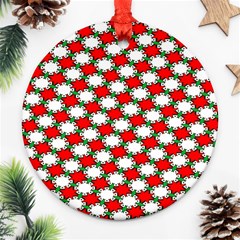 Christmas Star Red Green Round Ornament (two Sides) by anzea