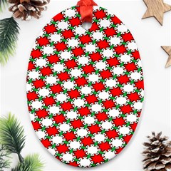 Christmas Star Red Green Oval Ornament (two Sides) by anzea