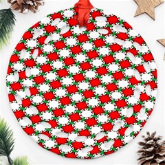 Christmas Star Red Green Round Filigree Ornament (two Sides) by anzea