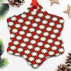 Christmas Star Red Green Snowflake Ornament (two Sides) by anzea