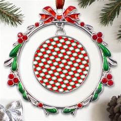 Christmas Star Red Green Metal X mas Wreath Ribbon Ornament by anzea