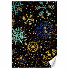 Gold Teal Snowflakes Gold Abstract Christmas Canvas 20  X 30  by Bedest