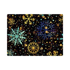 Gold Teal Snowflakes Gold Abstract Christmas Premium Plush Fleece Blanket (mini) by Bedest