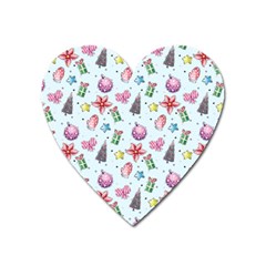 Christmas Decorations Pattern, Xmas Backgrounds Heart Magnet by kyorashop23