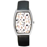 Autumn Seamless Leaves Pattern  Barrel Style Metal Watch Front