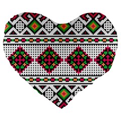 Ukrainian Folk Seamless Pattern Ethnic Ornament Border Element Traditional Large 19  Premium Heart Shape Cushions