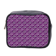 Violet White Pattern Mini Toiletries Bag (two Sides) by ytdream