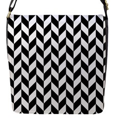 Black And White Pattern Flap Closure Messenger Bag (s) by ytdream