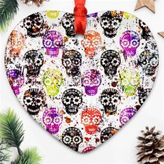 Sugar Skulls - Floral Heart Ornament (two Sides) by kyorashop23