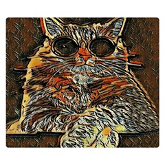 Cats Are Cooler Cat In Glasses Premium Plush Fleece Blanket (small) by ConteMonfrey