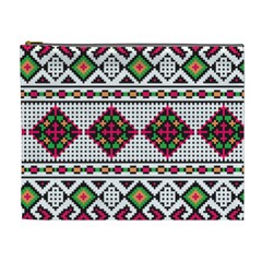 Ukrainian Folk Seamless Pattern Ethnic Ornament Border Element Traditional Cosmetic Bag (xl)