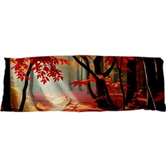 Forest Path Red Nature 25 x71  Body Pillow Case Dakimakura (two Sides)