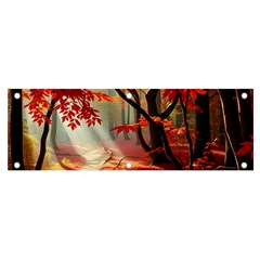 Forest Path Red Nature Banner And Sign 6  X 2  by Bedest