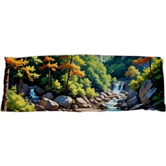 Serene Mountain Waterfall Landscape 17 x47  Body Pillow Case Dakimakura (two Sides)