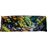 Serene Mountain Waterfall Landscape 17 x47  Body Pillow Case Dakimakura (Two Sides) Front