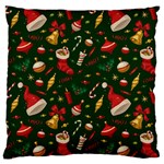 Texture, Pattern, Red, Craciun, Christmas, Hat, Santa, Green Large Premium Plush Fleece Cushion Case (One Side) Front