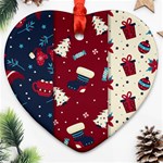 Flat Design Christmas Pattern Collection Art Heart Ornament (Two Sides) Front