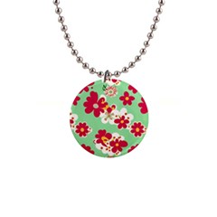 Retro 1960s Flowers Pattern 1  Button Necklace by violetheavensky