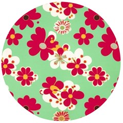 Retro 1960s Flowers Pattern Wooden Bottle Opener (round) by violetheavensky