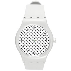 Fly Phot Motif Seamless Black And White Pattern Round Plastic Sport Watch (m) by dflcprintsclothing